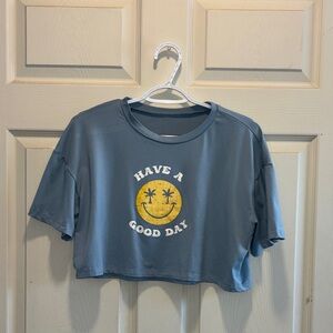 SHEIN Gray Crop Top with Yellow Smiley